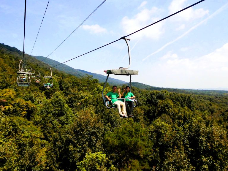 Friendly fellow cable car riders, Purple Mountain, Nanjing