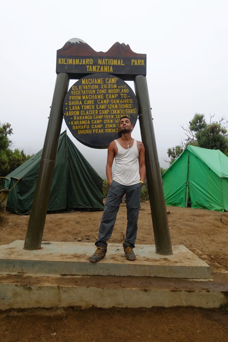 Reached the first camp. Had stripped down to vest because some other dumb Englishman was going up the mountain way underdressed and I wasn't about to be outdone...