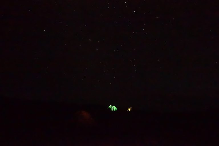 The mountain by night. Check the stars.