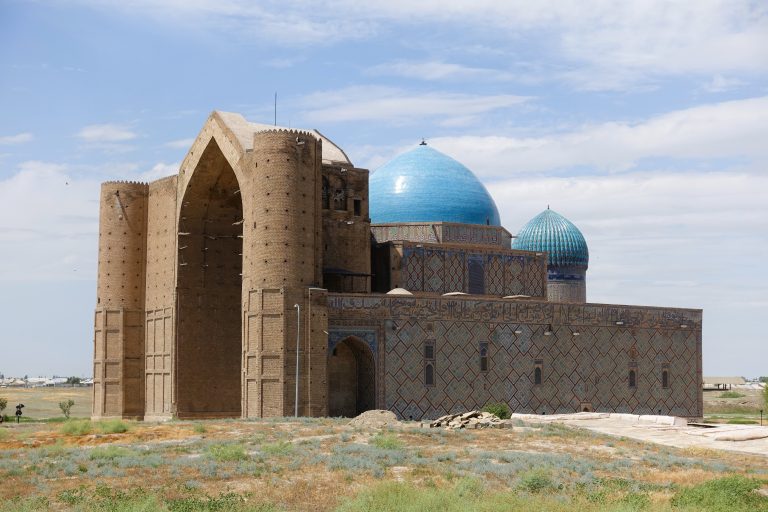 Here it is. The Mausoleum of Khoja Ahmed Yasawi. Commissioned in the late 14th century by the legendary, bloodthirsty Timur, in honour of a Sufi poet and mystic. The building was never completed, but has somehow endured the centuries with aplomb, and continues to look pretty darned stunning over 600 (!!) years later.