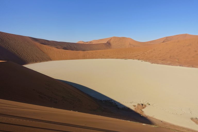 This is the giant clay pan that was referred to earlier. My camera failed to capture just how red these dunes were. It makes for a startling, stirring effect.