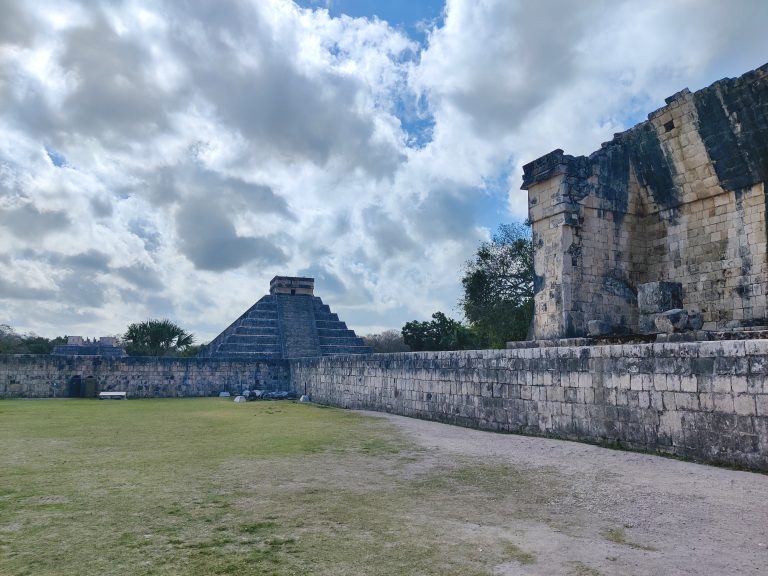 El Castillo as viewed from the Great Ball Court.