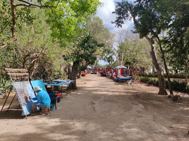 Note: Chichén Itzá is *considerably* more set up for tourism than Tikal is. Modern visitor centre, restaurants and refreshments dotted around the site, and local vendors peddling their wares everywhere. This is actually a very mild example. Should be noted that people aren't pushy at all, so they don't affect one's ability to walk around without being harrassed!