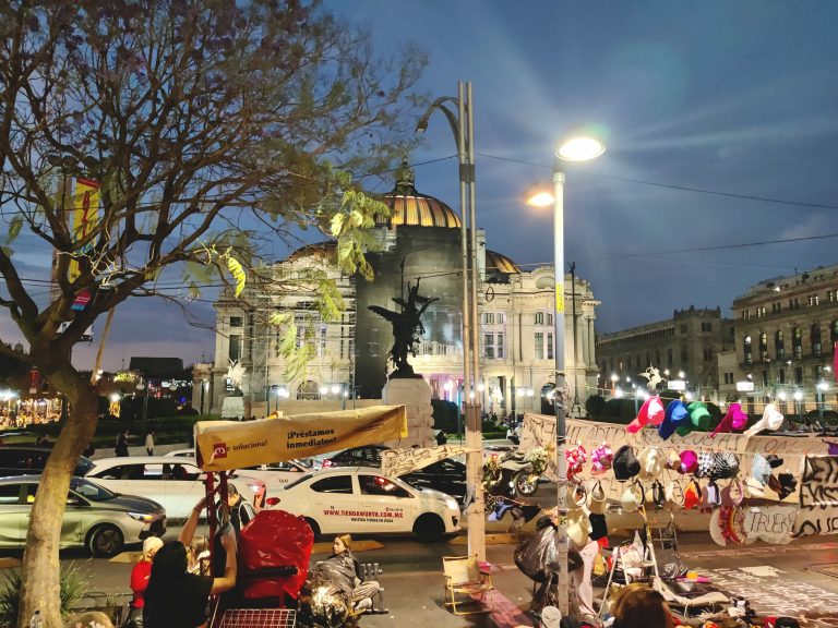 The gorgeous Palacio de Bellas Artes in the background and a feminist protest in the foreground. Love it.