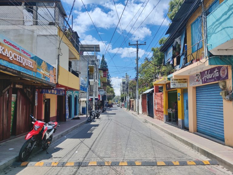There's a very lengthy high street in Panajachel ('Pana') which houses a lot of what's relevant to tourists. Most of the off-streets around it also fully engage in the tourism industry, like so.