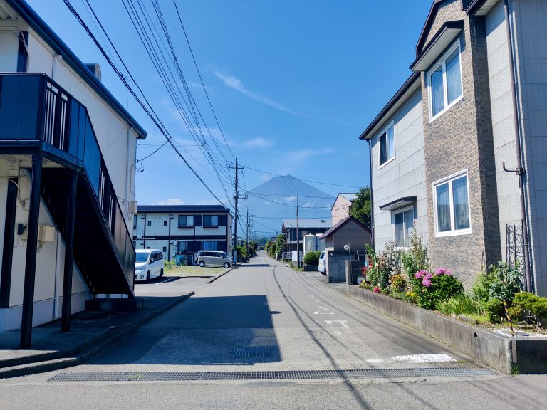 Day three, post-summit. The first bus departing Fuji was at 7:45 and made it back into town around 8:30. After some much-needed refreshments, I got yet another perfect view of Fuji during my walk back to my hostel.