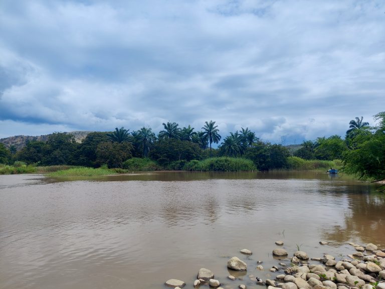 The community's situated at the mouth of the Balombo River, pictured here.