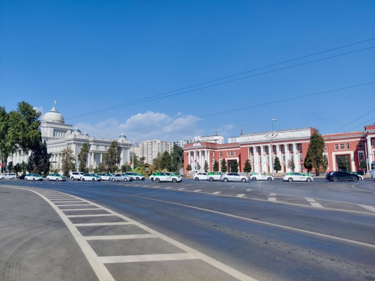 Rudaki Avenue is the most iconic street in the city. The Ismail Somoni Monument lies just off it. When facing the street, you can see the parliament building (in red) and other lavish government buildings further up the road.