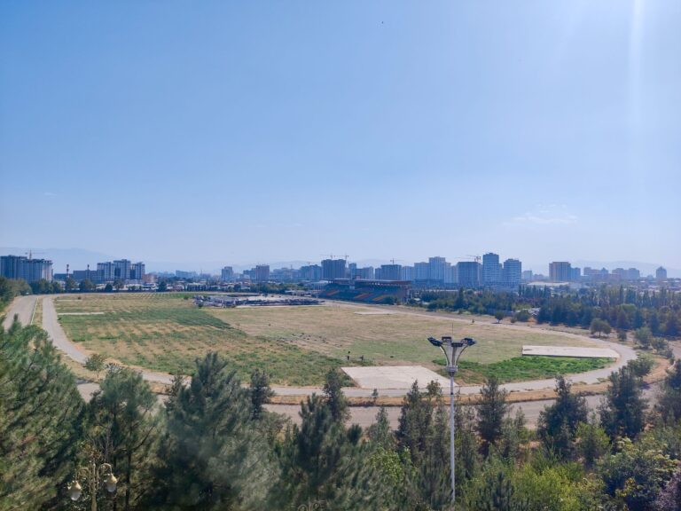 Google Maps told me this was Navruzgoh Race Track. Also visible from the end of the Indy Monument grounds.
