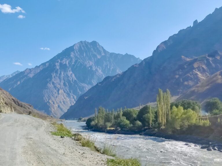 A reminder that Afghanistan was often so close that we could almost touch it. Much of the border is fenced off (on the Tajik side), but there are random openings like this where you're tempted to swim across. (Not advisable, given how rough the currents are. Also not advisable given the whole Taliban on the other side + illegal crossing thing.) Note that these more 'open' areas of the border are patrolled by the military, whose presence we felt throughout the trip.