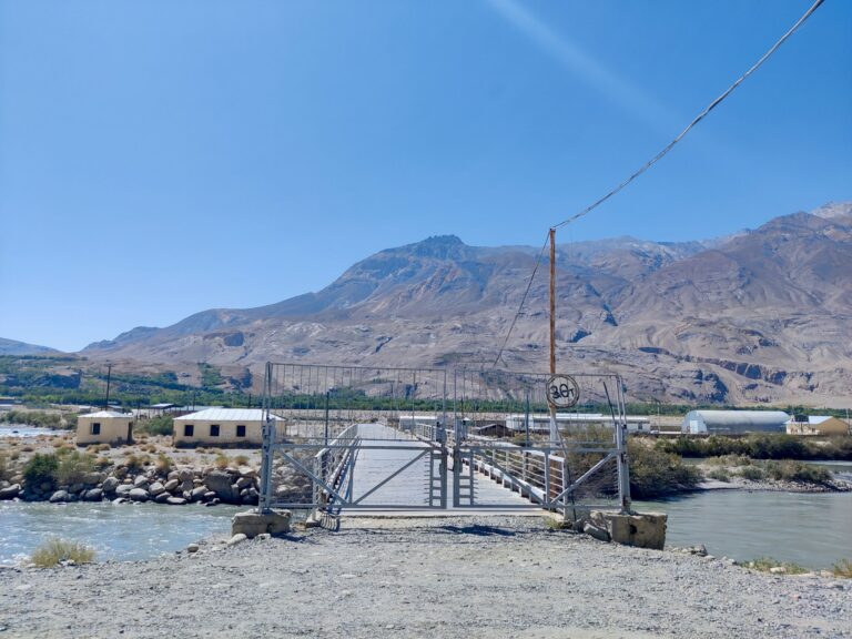 This bridge here used to open up every Saturday to allow Tajiks and Afghans to trade with each other at the local bazaar on the Afghan side. Couldn't determine if it was still possible to cross... heard conflicting information throughout the trip. Either way, this wasn't a Saturday so it was very much closed for us.