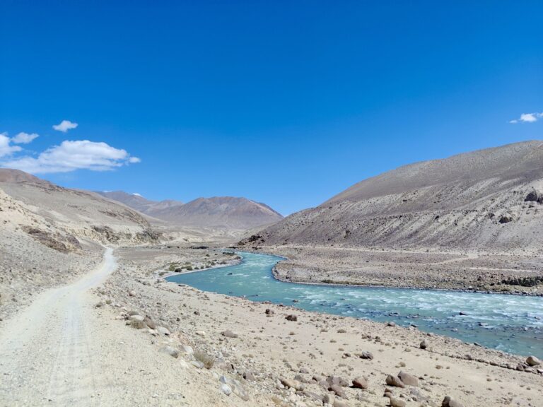 The Pamir 'Highway' on the left, the Panj river dominating the centre, and Afghanistan on the right. The tale of day four.